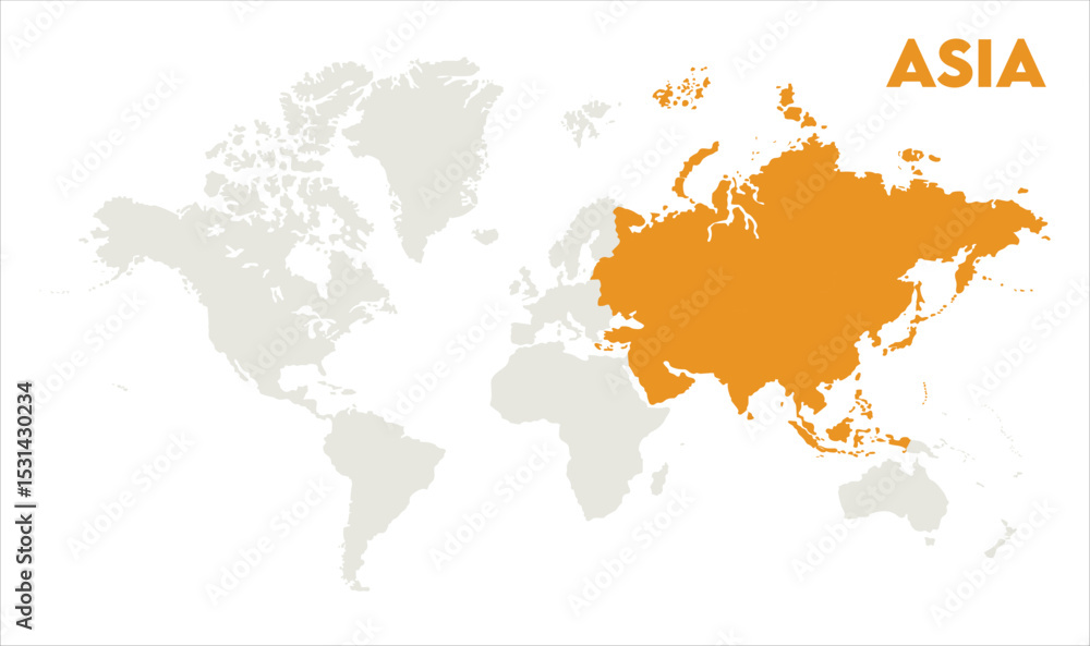 Naklejka premium Economic map of Asia in world-01, Map of Asia, highlighted on the world map, Asia on the world map, Satellite view, Asia location on the globe.