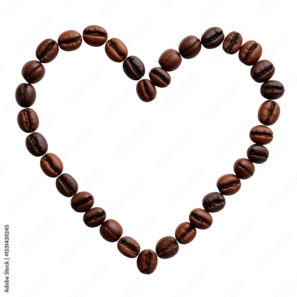 Heart Shape Made of Coffee Beans Symbolizing Love for Coffee and Passion for Caffeine Enjoyment Heart Shape Made of Coffee Beans Symbolizing Love for Coffee and Passion for Caffeine Enjoyment
