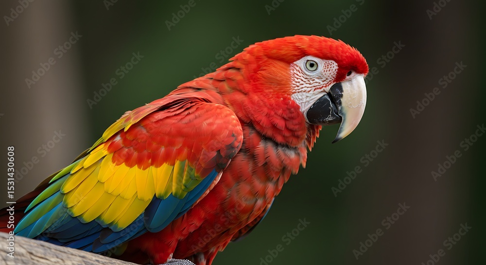 Fototapeta premium Beautiful red and yellow macaw with 4k resolution