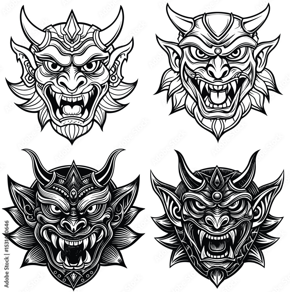 Obraz premium evil mask icon set design 