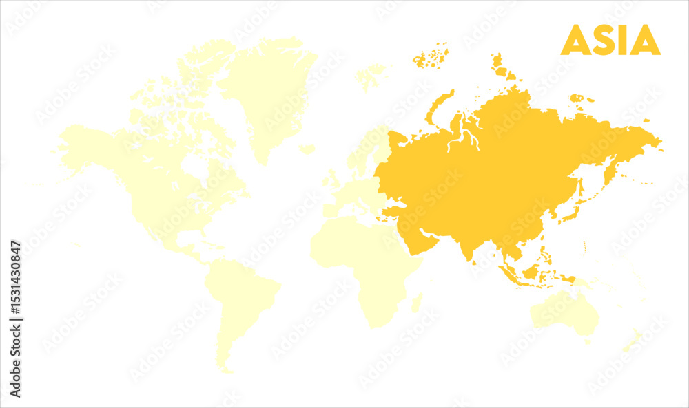 Fototapeta Minimalist Asia map-05, Map of Asia, highlighted on the world map, Asia on the world map, Satellite view, Asia location on the globe.