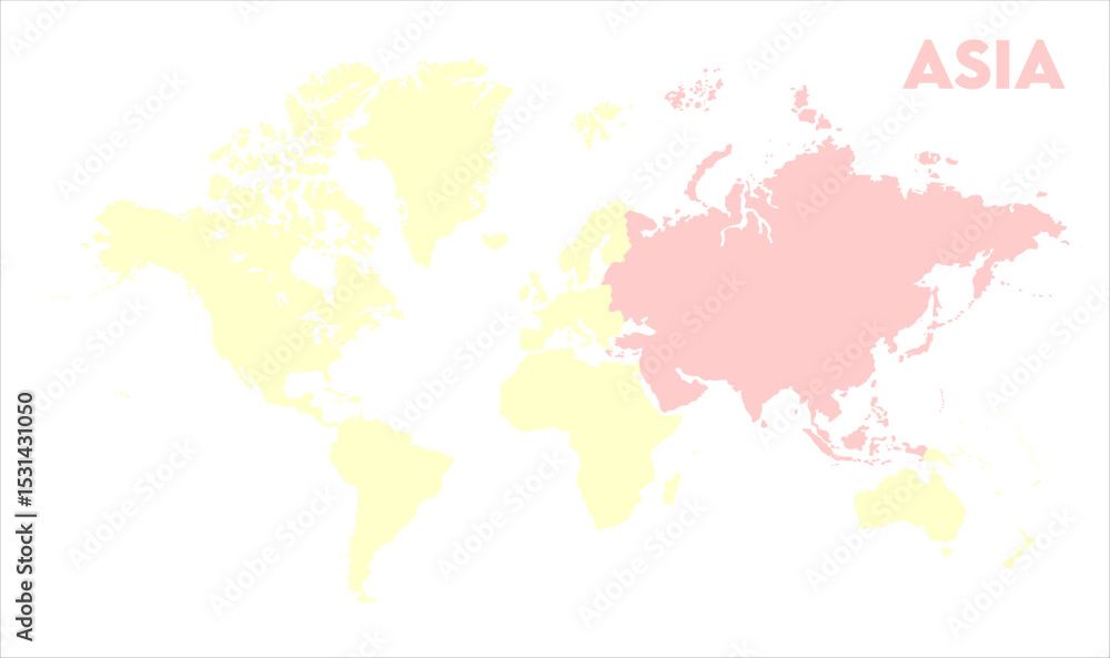 Obraz premium Minimalist Asia map-10, Map of Asia, highlighted on the world map, Asia on the world map, Satellite view, Asia location on the globe.