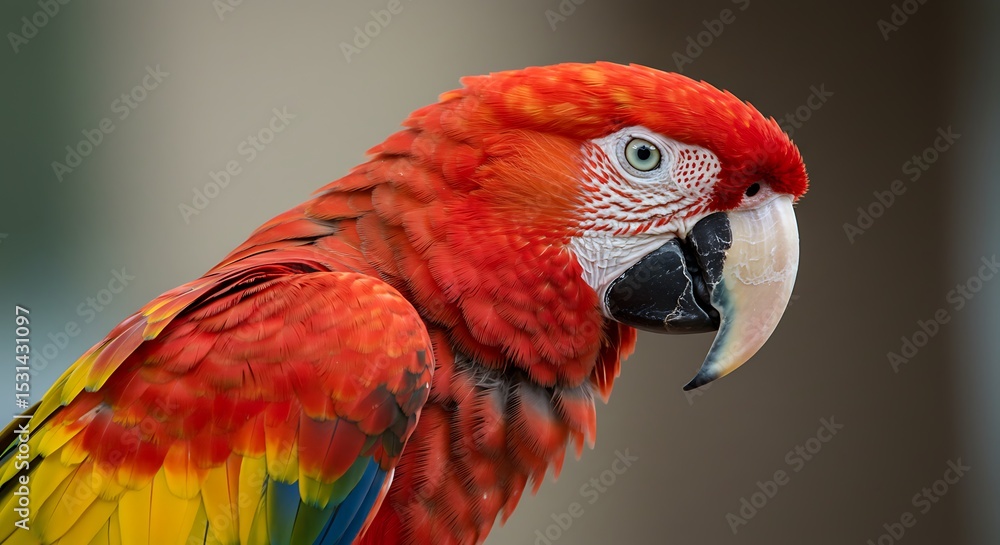 Fototapeta premium Beautiful red and yellow macaw with 4k resolution