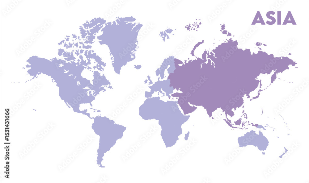 Obraz premium World map with Asia focus-09, Map of Asia, highlighted on the world map, Asia on the world map, Satellite view, Asia location on the globe.