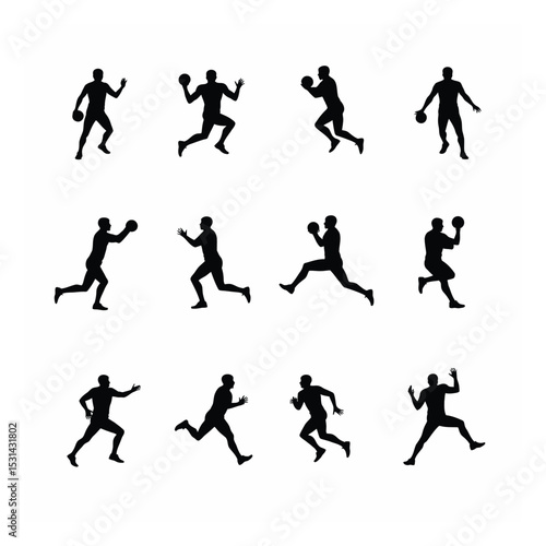 Wallpaper Mural American football player silhouettes action set dynamic poses Torontodigital.ca