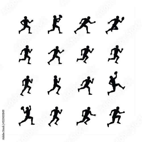 Wallpaper Mural American football player silhouettes action set Torontodigital.ca