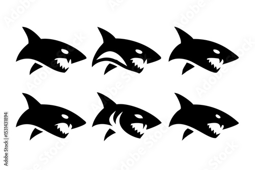 vector set of shark