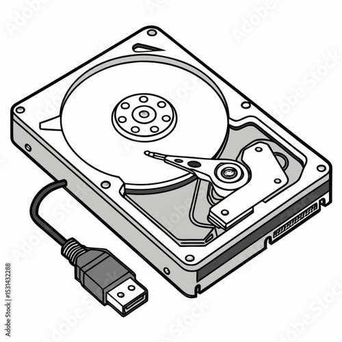 Hard Drive Icon – Computer Hardware Vector Illustration
