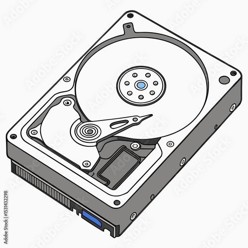 Hard Drive Icon – Computer Hardware Vector Illustration
