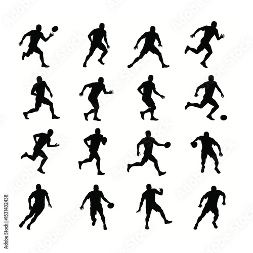 Wallpaper Mural American football player silhouettes action poses set Torontodigital.ca