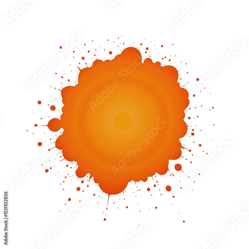 Bright Orange Ink Splash on White Background for Creative Design and Art Projects