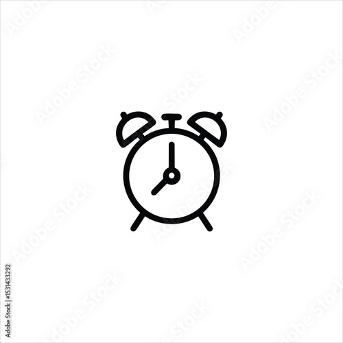 Twin Bell Alarm Clock Minimalist Line Icon Vector