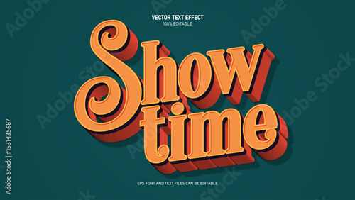 Show time editable text effect, retro vintage text style