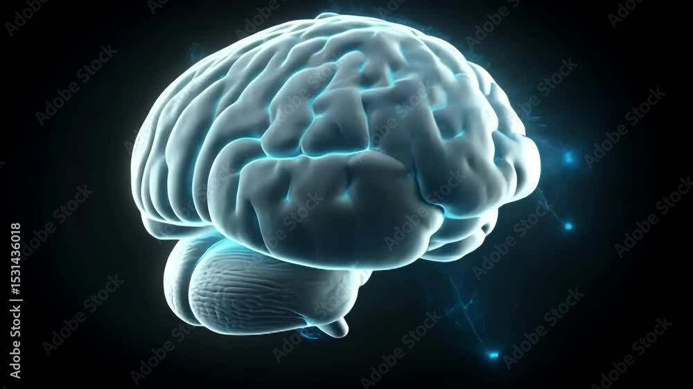 A detailed 3D rendering of a human brain with electric signals. A detailed 3D rendering of a human brain with electric signals.