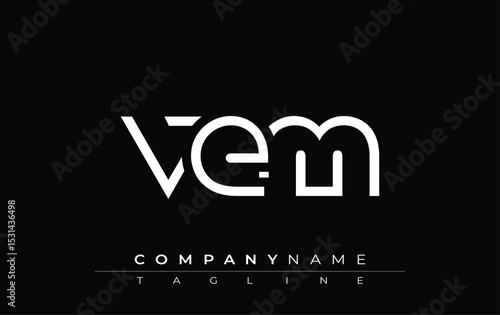 VEM abstract letter design. Modern Business Logo Design With Abstract Typography and Contemporary Style