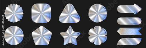 Set of 12 holographic effect stickers in geometric shapes