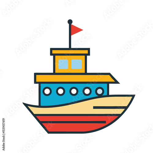 Vector illustration of cartoon boat on white background