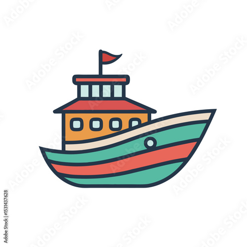Minimal Boat Vector Icon Isolated on white background
