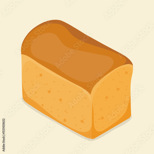 Fresh and crusty loaf of bread. Isometric flat vector illustration. Eps 10.