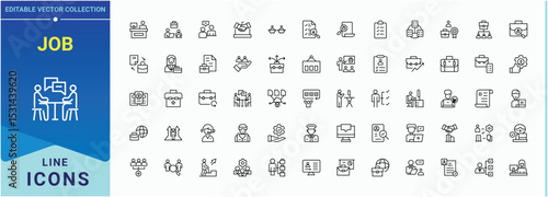 Job vector icon set. Simple line vector icons. Pixel perfect. Editable stroke. Recruit icon set. Contains related to business, teamwork, recruit, worker, work and more.
