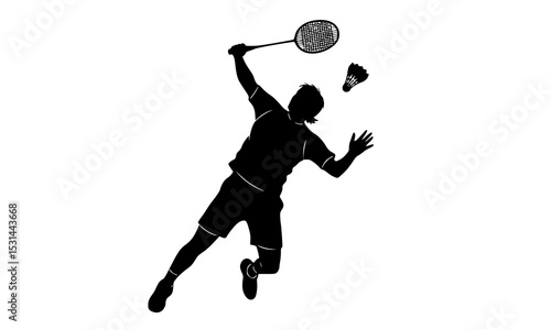 Dynamic Badminton Player Silhouettes in Action Poses for Engaging Sports Illustrations and Creative Graphic Designs