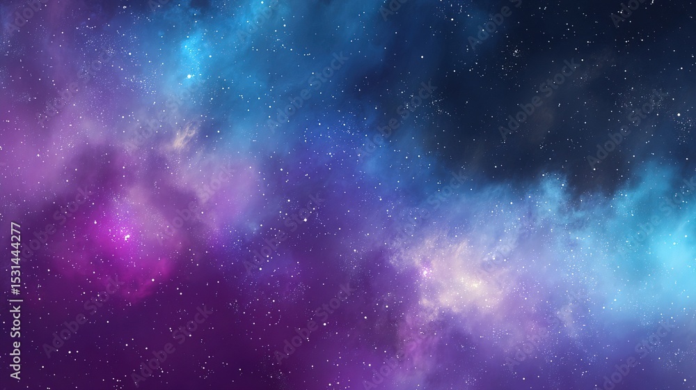 Fanciful Galaxy Sky with Vibrant Stars and Colorful Nebulas, Magical Cosmic Scenery, Clean Design Fanciful Galaxy Sky with Vibrant Stars and Colorful Nebulas, Magical Cosmic Scenery, Clean Design