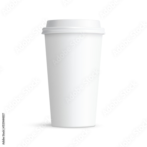 Wallpaper Mural Blank Tall Coffee Cup Mockup With White Plastic Cap, Front View, Isolated On White Background. Vector Illustration Torontodigital.ca