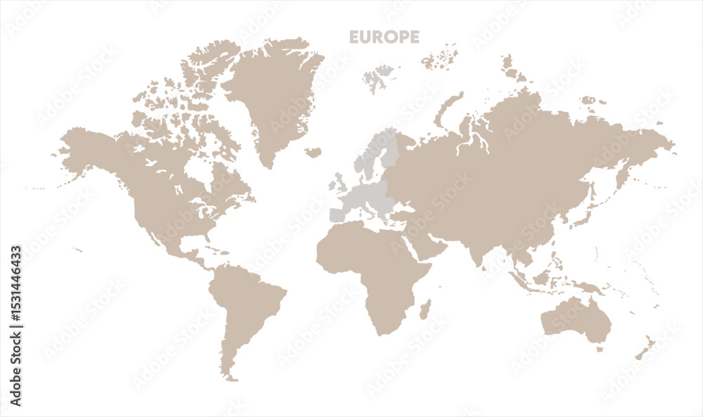 Naklejka premium Economic map of Europe in world-02, Map of Europe, highlighted on the world map, Europe on the world map, Satellite view, Europe location on the globe.