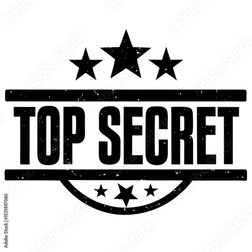 Top secret stamp with stars and text silhouette vector illustration
