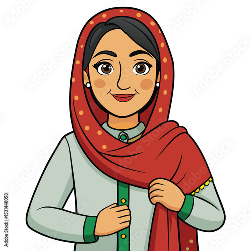 A Pakistani woman in her 40s, holding a beautifully embroidered cushion, showcasing traditional craftsmanship.
