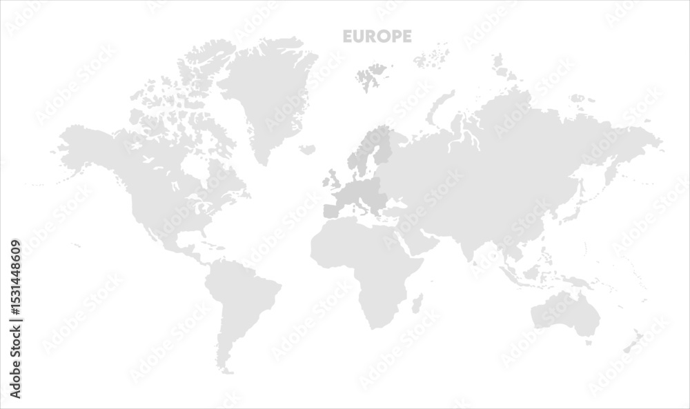 Naklejka premium Europe outline in global map-08, Map of Europe, highlighted on the world map, Europe on the world map, Satellite view, Europe location on the globe.