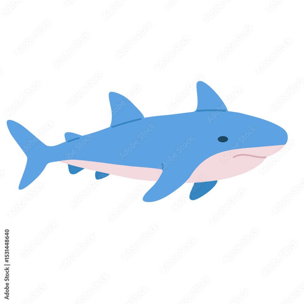 Naklejka premium Vector of a cute shark isolated on white background. Perfect for kids' materials and ocean-themed education.