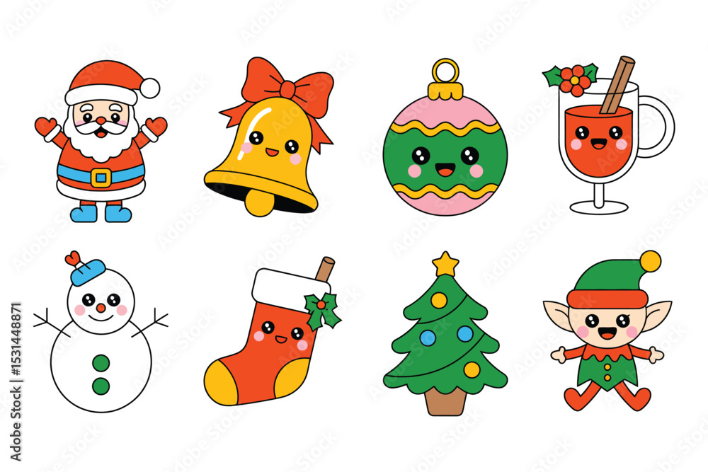 Naklejka premium Christmas decoration elements vector