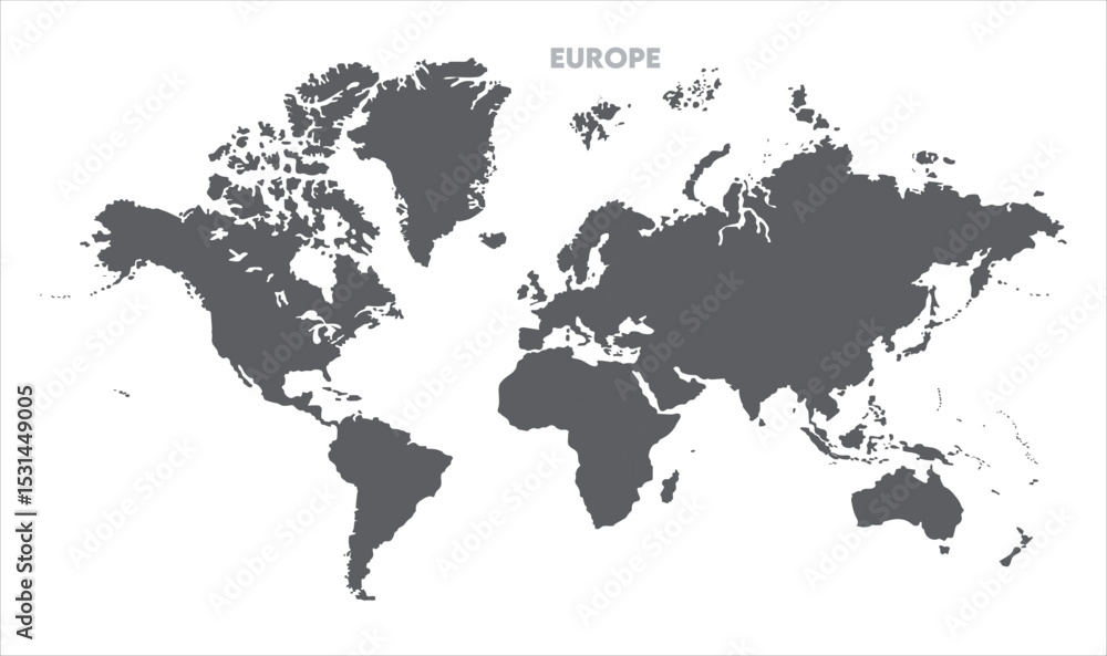 Naklejka premium Minimalist Europe map-13, Map of Europe, highlighted on the world map, Europe on the world map, Satellite view, Europe location on the globe.