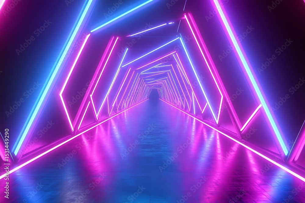 3D abstract background with neon lights. neon tunnel. 3d illustration 3D abstract background with neon lights. neon tunnel. 3d illustration