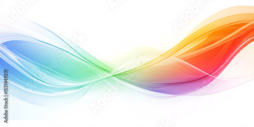 Multicolor wave on white background. Design element. Motion effect. Abstract graphic rainbow wavy line