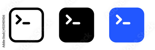 Terminal or command line icon representing coding, programming, developer tools, or system console commands.