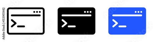 Terminal or command line icon representing coding, programming, developer tools, or system console commands.