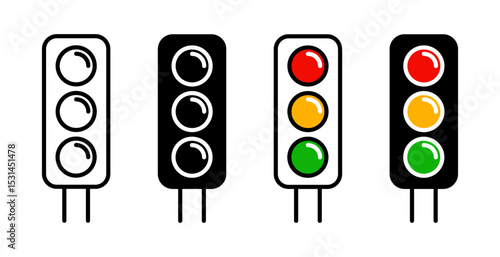 Traffic light icon symbolizing road safety, transport, and traffic control.