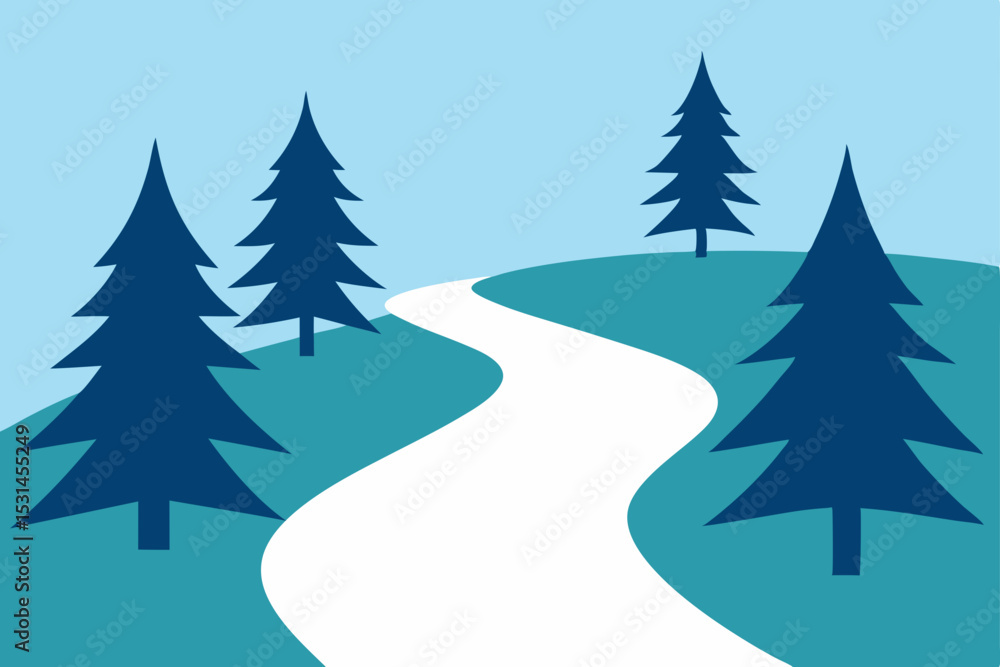 Fototapeta premium winter landscape vector illustration