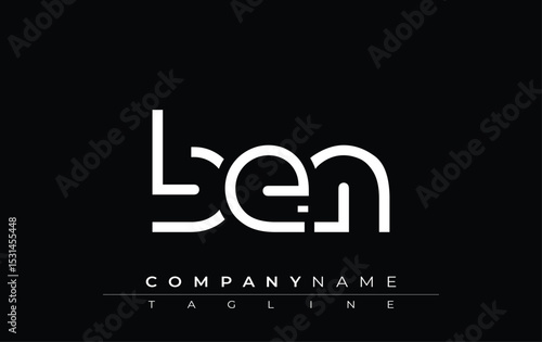 BEN abstract letter design. Modern Business Logo Design With Abstract Typography and Contemporary Style