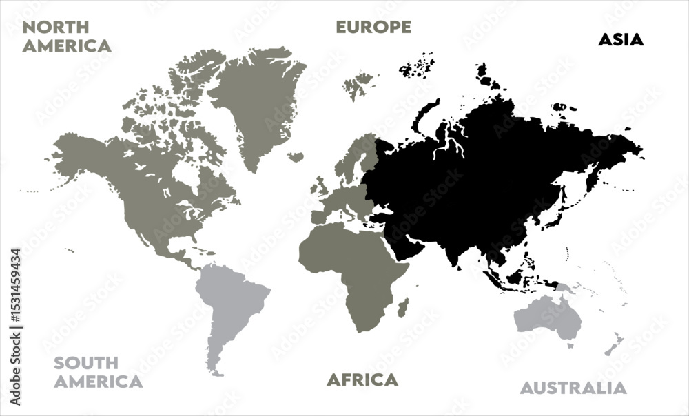 Naklejka premium Abstract map-03, modern world map graphic, Countries Silhouettes Stock Illustrations, Vectors