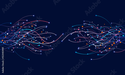 Ai technology. Concept of artificial intelligence. Dots lines. Digital, communication, science, networks