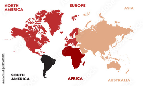 Atlas-01, modern world map graphic, Countries Silhouettes Stock Illustrations, Vectors