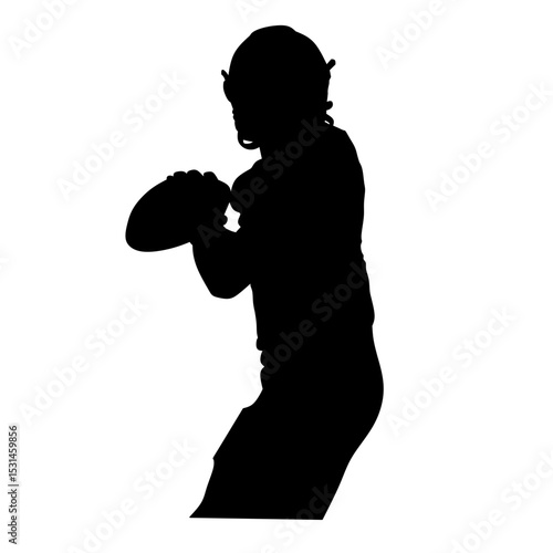 American Football Player Silhouette Powerful Action Pose Illustration