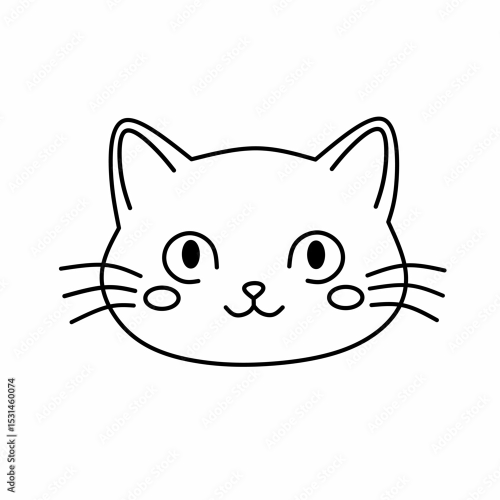 Adorable Cat Face Line Art Simple Cute Kitty Drawing for Coloring Pages, Stickers, and More Adorable Cat Face Line Art Simple Cute Kitty Drawing for Coloring Pages, Stickers, and More