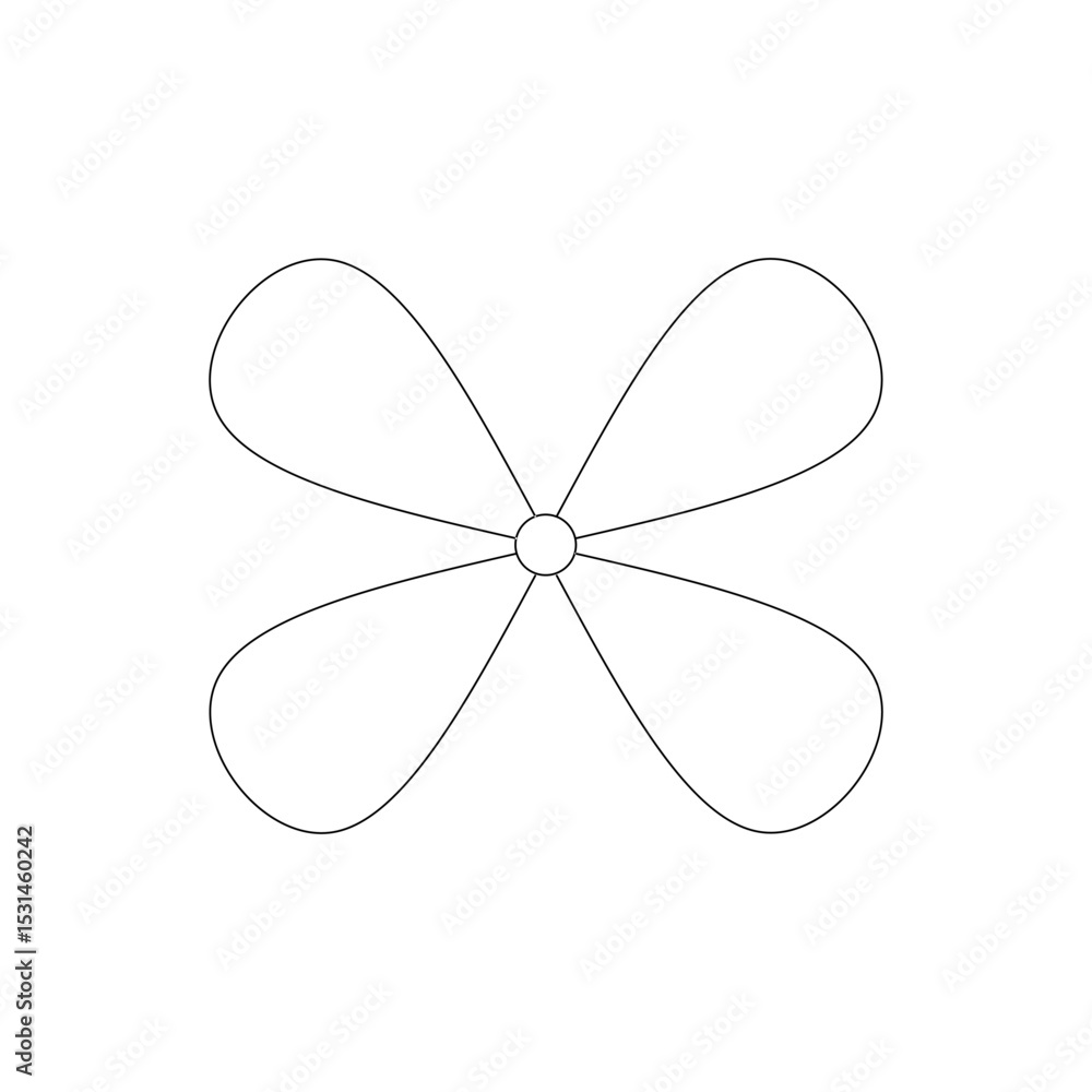 Fototapeta premium Simple Four-Petal Flower Outline Illustration Botanical Line Art Design
