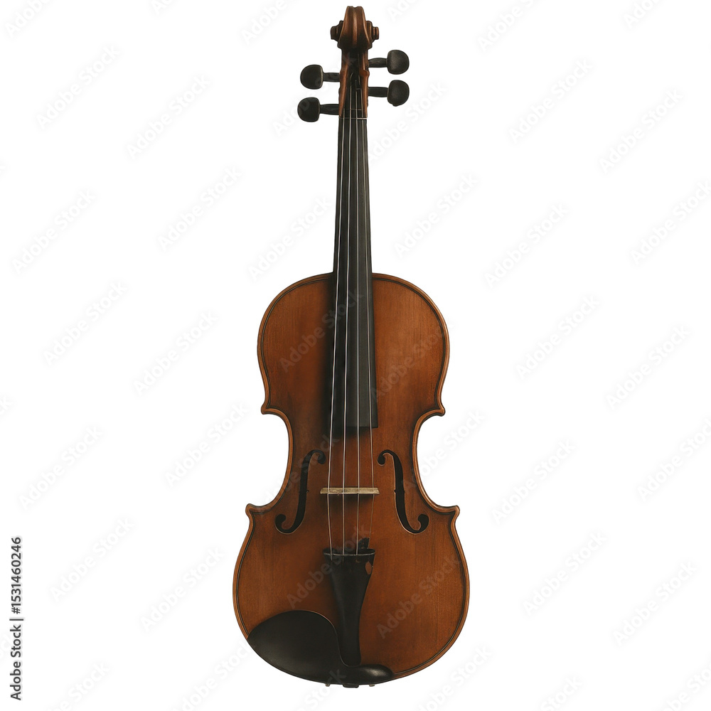 Fototapeta premium Classic violin displayed on a transparent background, enhancing a surreal vintage collage style