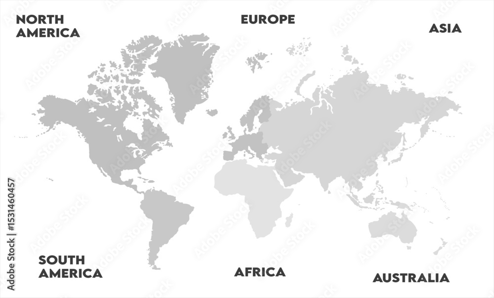 Naklejka premium Country borders map-01, modern world map graphic, Countries Silhouettes Stock Illustrations, Vectors