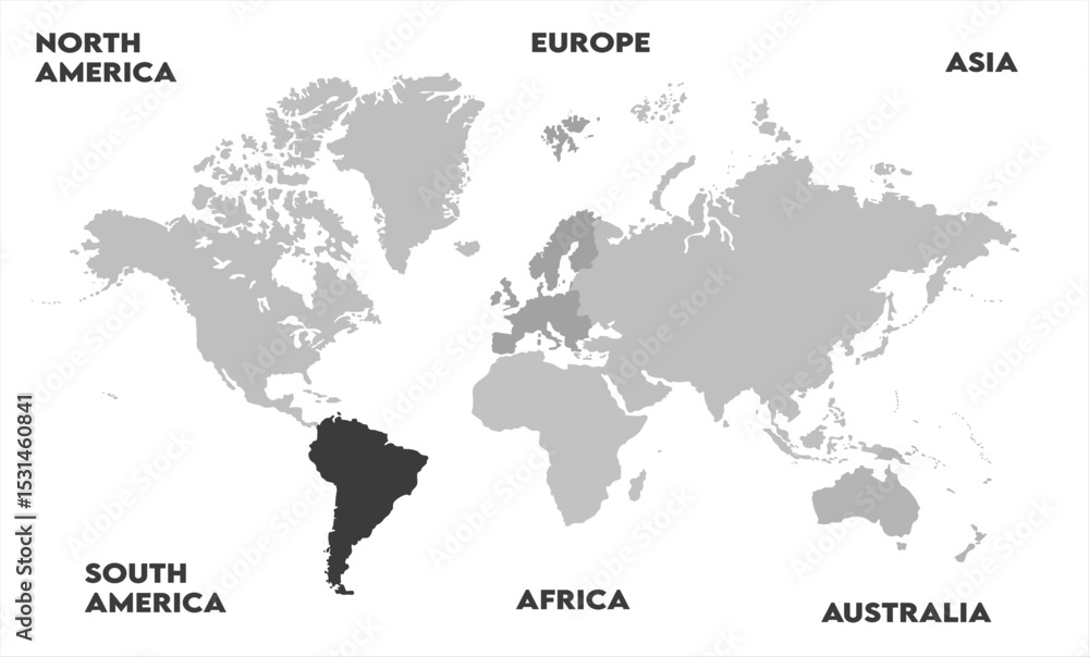 Naklejka premium Country borders map-14, modern world map graphic, Countries Silhouettes Stock Illustrations, Vectors